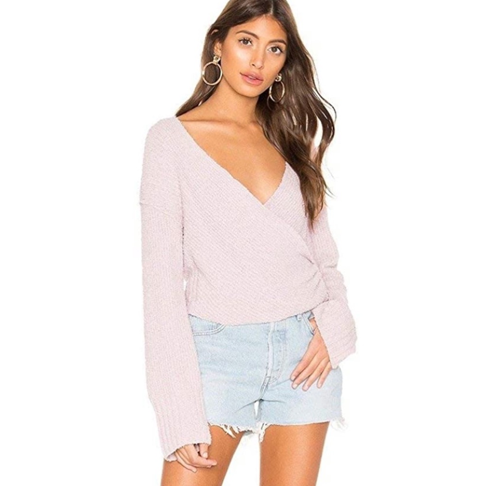 Free People Sensual Wrap Sweater Soft Lilac